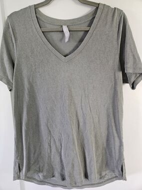 Athleta Breezy V Neck Tee Willow Green Modal Blend Short Sleeve Top
